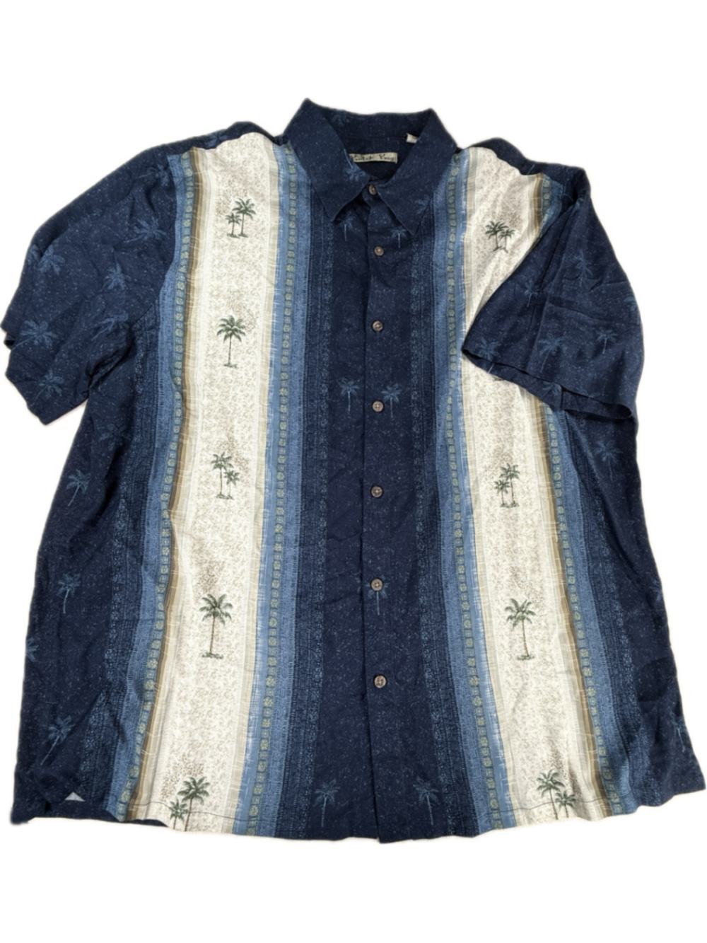 Batik Bay Men’s XL Hawaiian Shirt 100% Rayon Palm Tree Blue Tropical Button Up